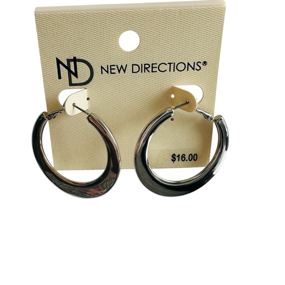 new directions Jewelry - New Directions Shiny Silver Tone Hoop Earrings